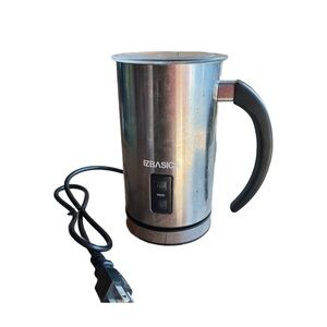 EZBASICS Electric Milk Frother MMF-008B Silver and Black Stainless Steel Frother